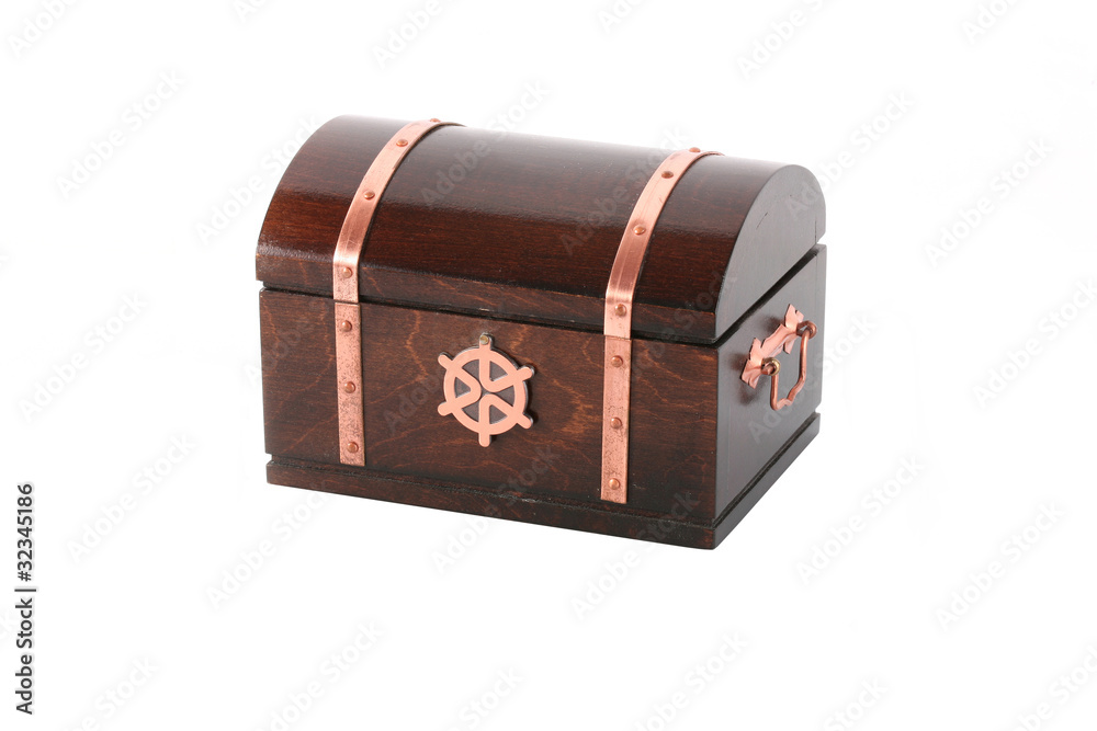Closed wooden chest with reflection Closed wooden chest with reflection