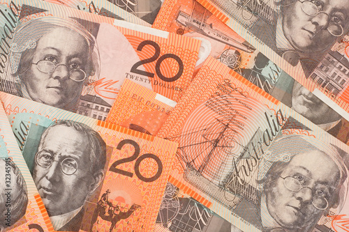 Australian Currency  20 Banknotes Background