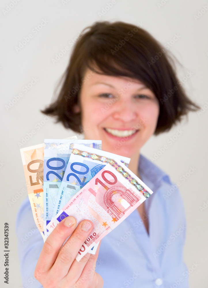Junge Frau mit Geld Junge Frau mit Geld