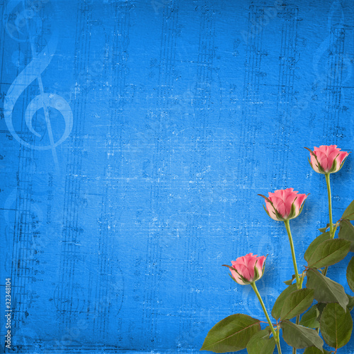Grunge background for congratulation with beautiful rose