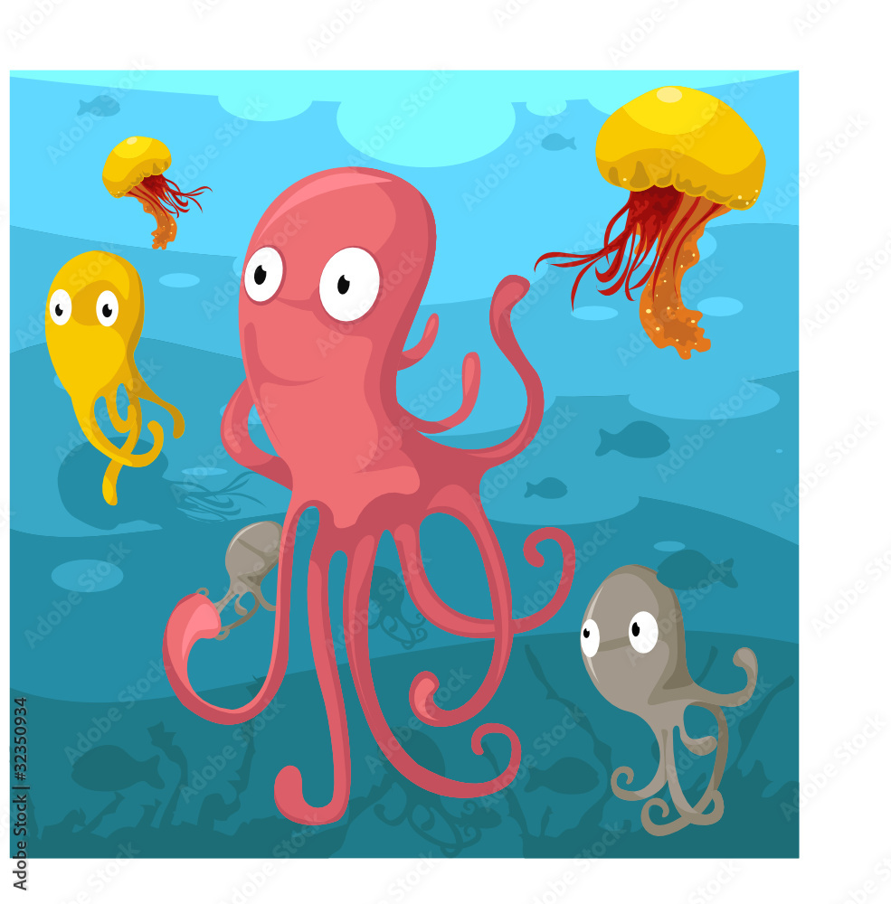 Octopus and jelly fish