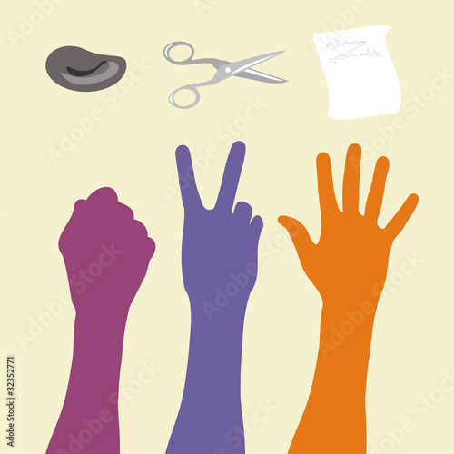 Rock paper scissors hand sign