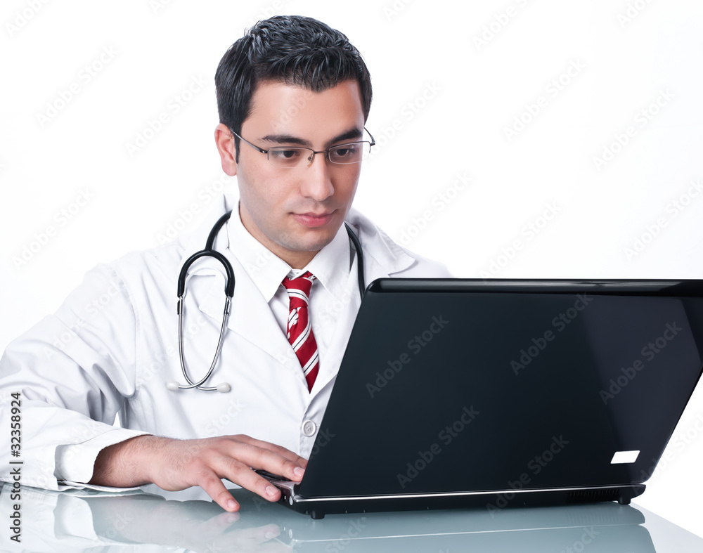 Portrait of a handsome doctor,isolated on white background Portrait of a handsome doctor,isolated on white background