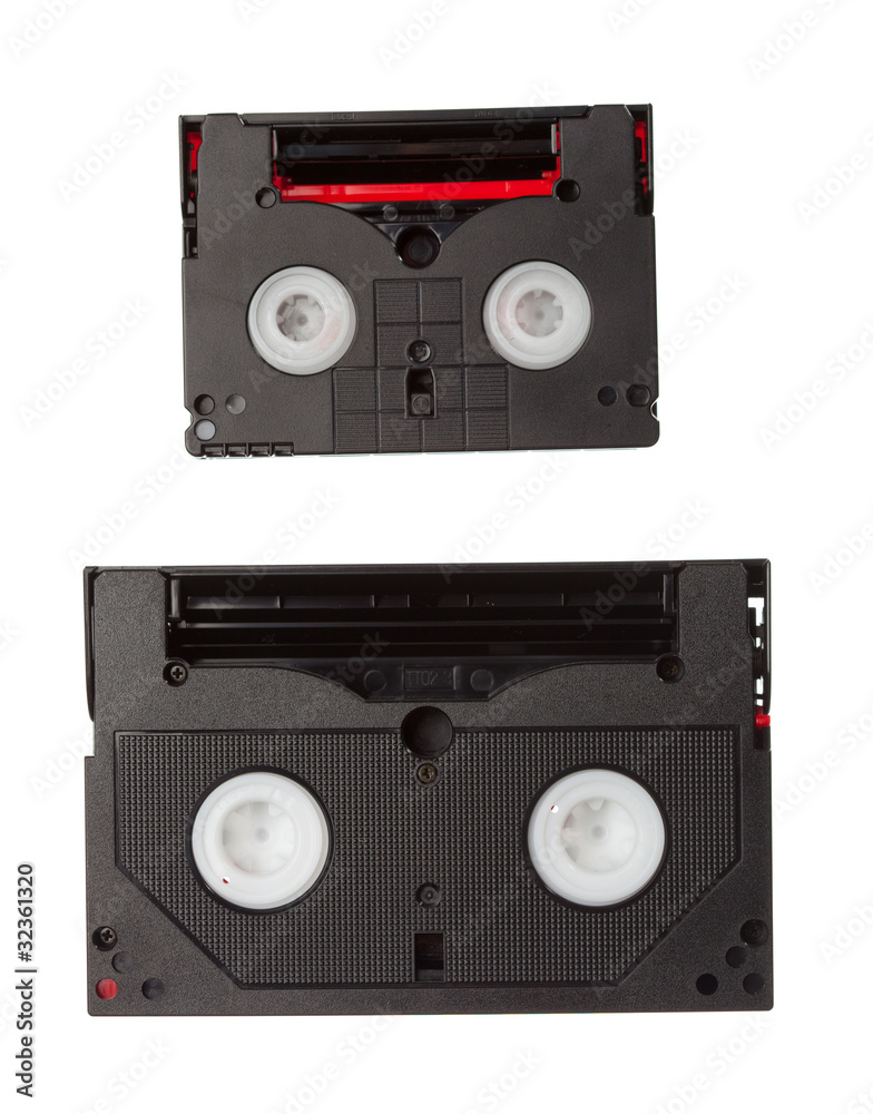 minidv and hi8 tapes isolated on white minidv and hi8 tapes isolated on white