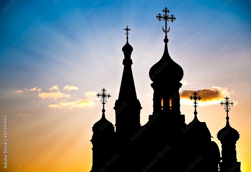 silhouette of russian church