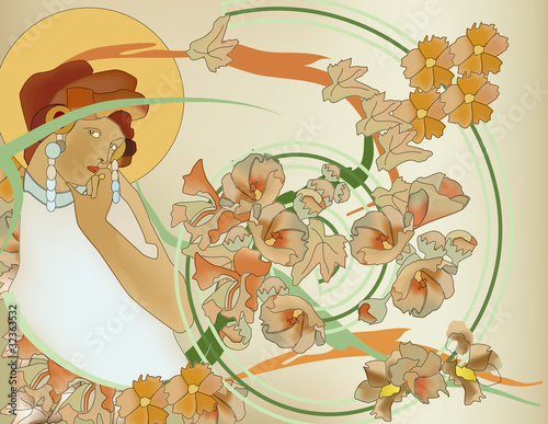 Bellissimo ritratto liberty - tributo a Mucha