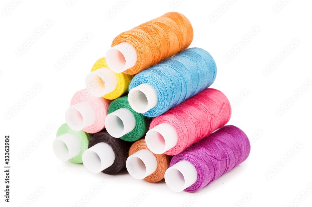 The coil of threads isolated on white background The coil of threads isolated on white background