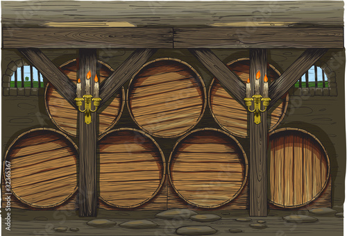 An old wine barrels of a traditional wine producer
