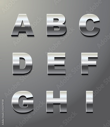 shiny metal letters in chrome