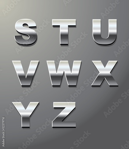 shiny metal letters in chrome