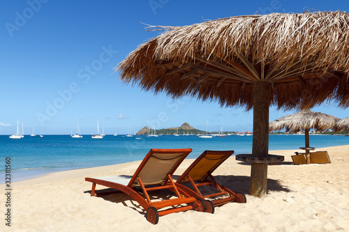 Two Beach Chairs In The Caribbean