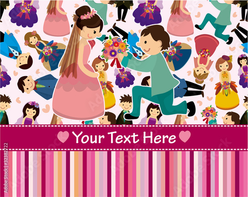 cartoon Wedding ceremony - bride and groom seamless pattern