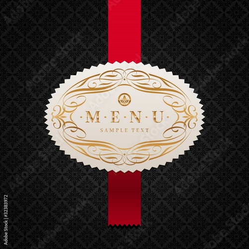 Pattern background with framed ornate menu label