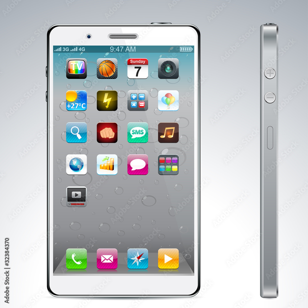 Touchscreen white smartphone concept. Touchscreen white smartphone concept.