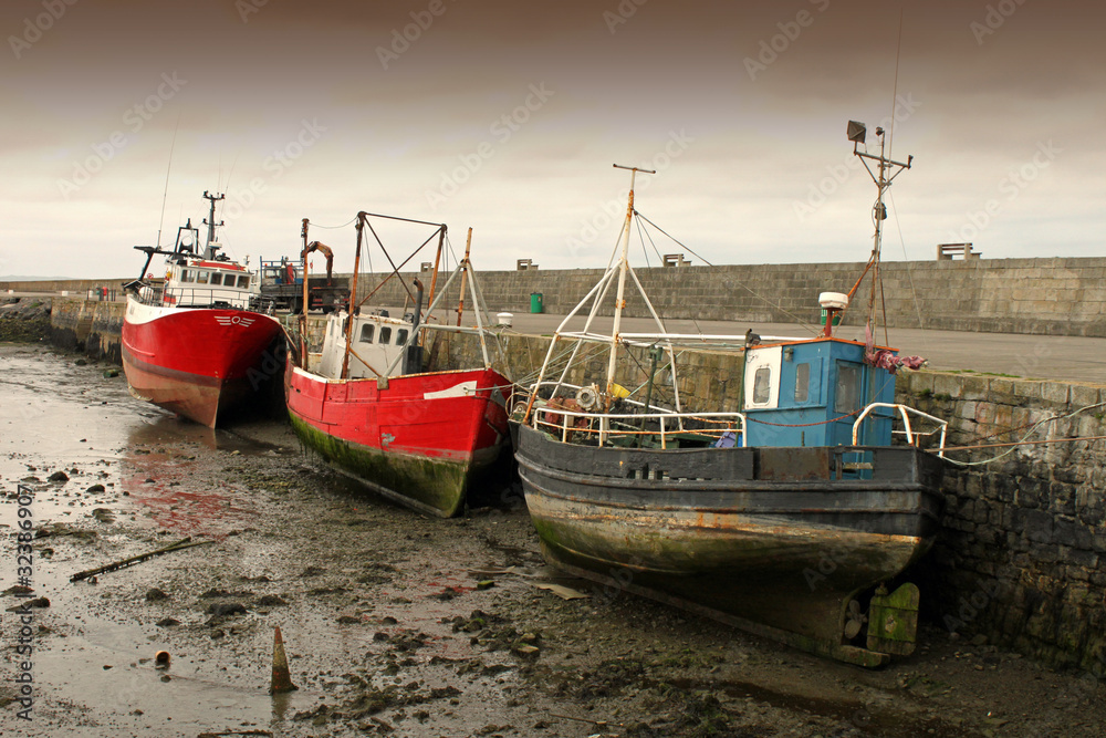 3 Fishing Boats At Low Tide Dublin