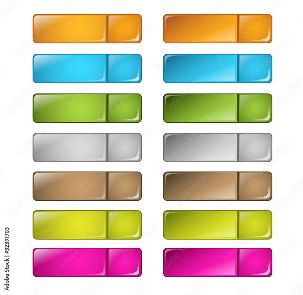vector multicolored glossy rounded square buttons