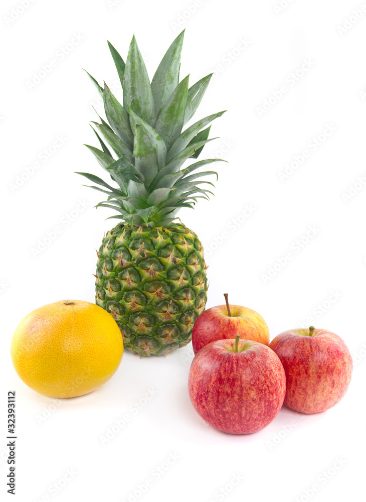 Red apples with pineapple and grape Red apples with pineapple and grape
