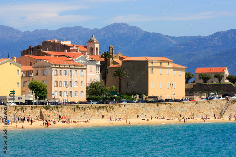 Ajaccio old town view from the sea