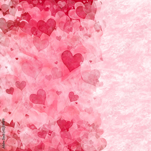 Elegant background with transparent pink and red hearts © VenisM