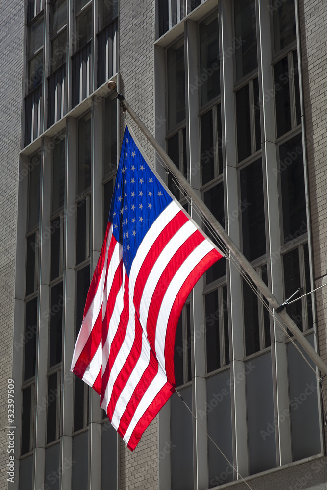 Bandera en Wall Street, Nueva York, EEUU