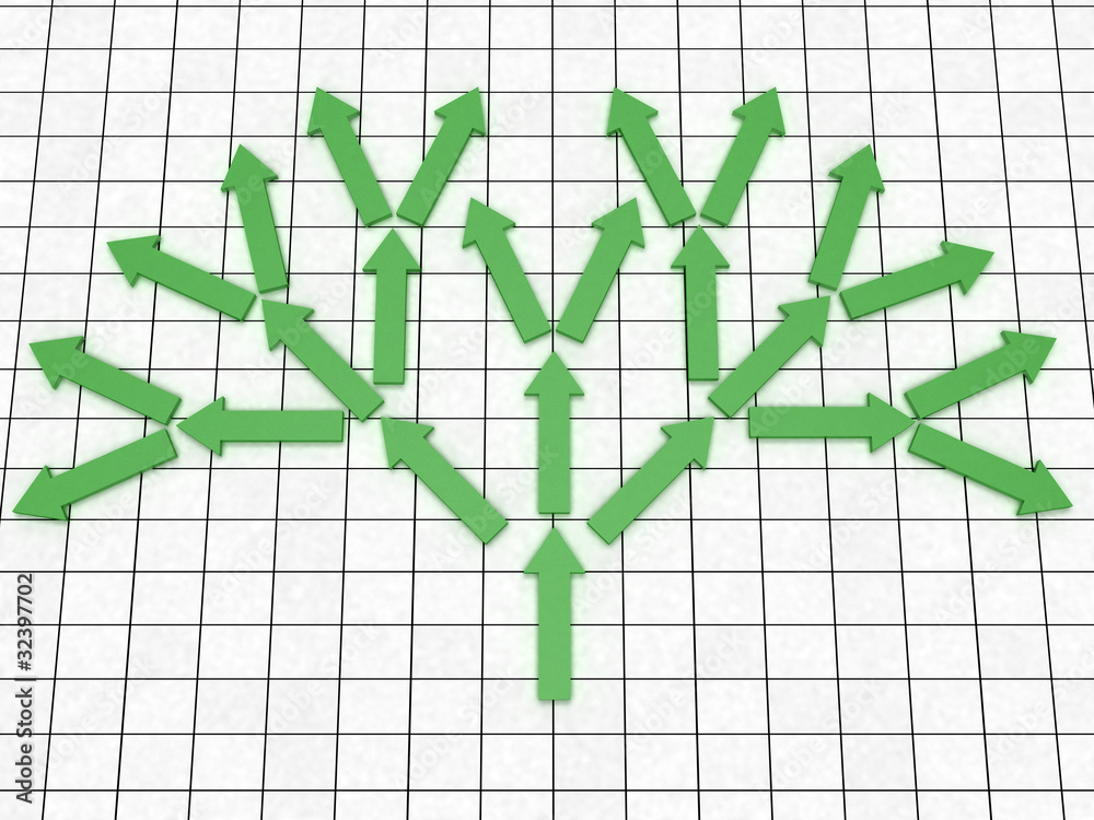 Obraz premium The green arrows are in the form of a tree against