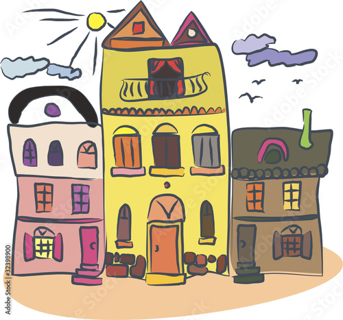 retro houses in vector