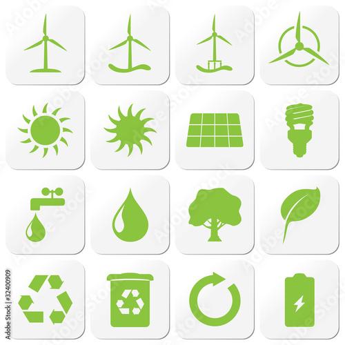 iconset 1 - quadratische buttons grün - Erneuerbare Energien