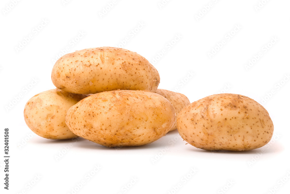 Fresh potatoes on a white background