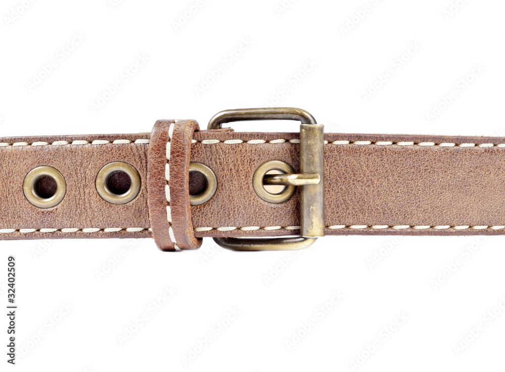 Woman's Brown Leather Belt Isolated on White Woman's Brown Leather Belt Isolated on White