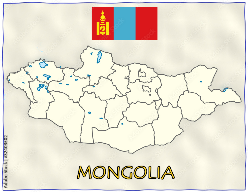 Mongolia political division national emblem flag map