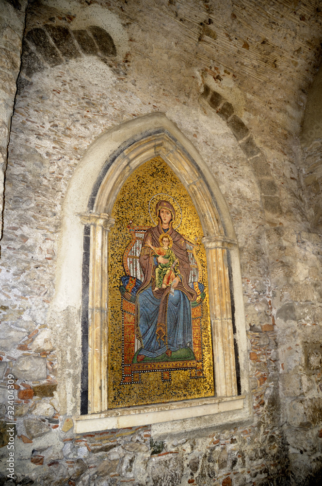 Obraz premium religious mosaic in street in Taormina Sicily Italy