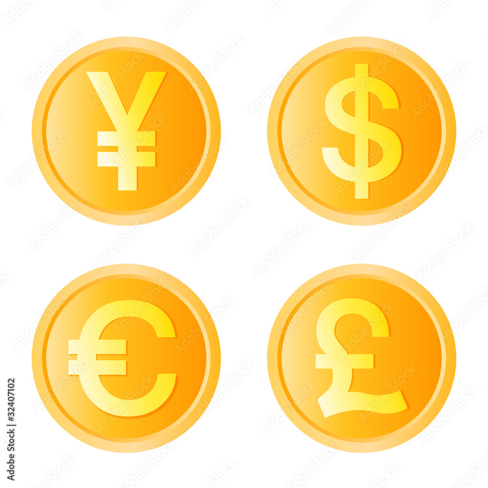 gold coin, four monetary unit vector gold coin, four monetary unit vector