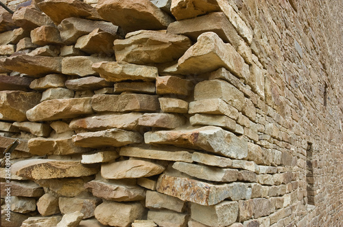 Stone wall, Chaco Canyon photo