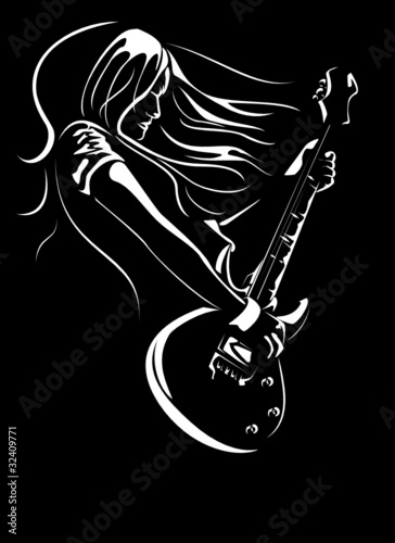 Series. beautiful girl with a guitar on a scene