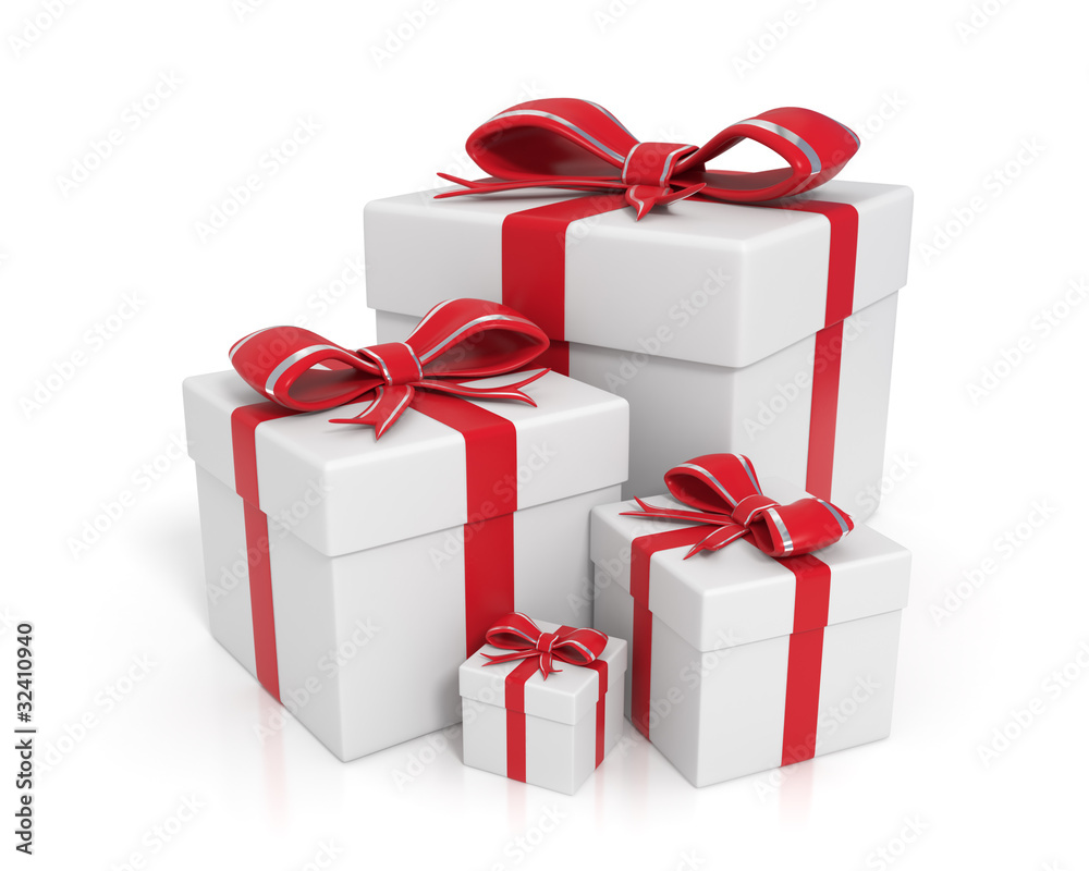 Obraz premium White gift boxes