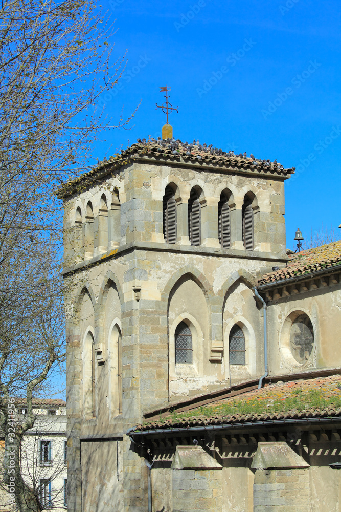 Old basilica near west entrance in Carcassonne, France