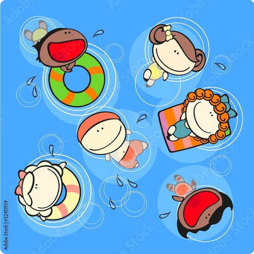 Cute kids in a swimming pool