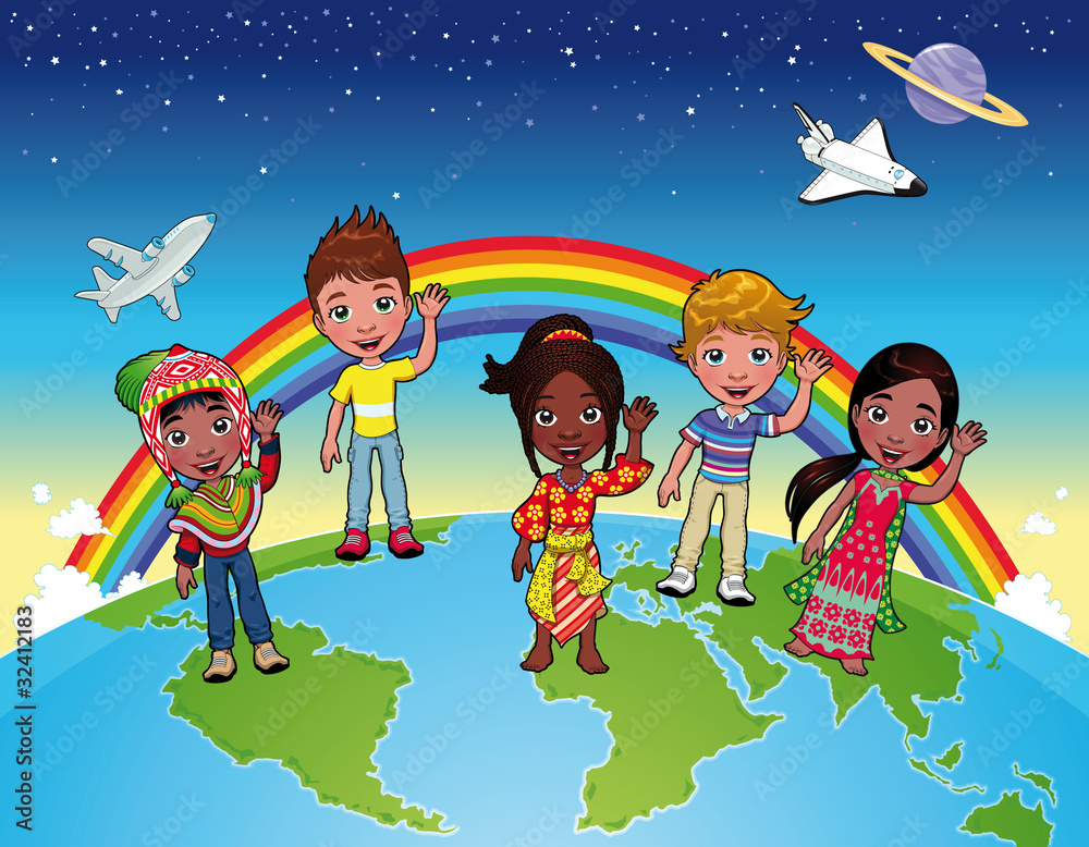 Children on the world. Vector isolated characters and items. Children on the world. Vector isolated characters and items.