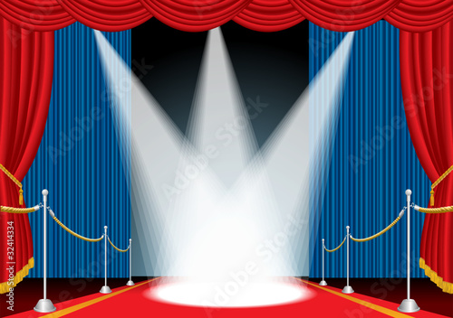 blue curtain three spots
