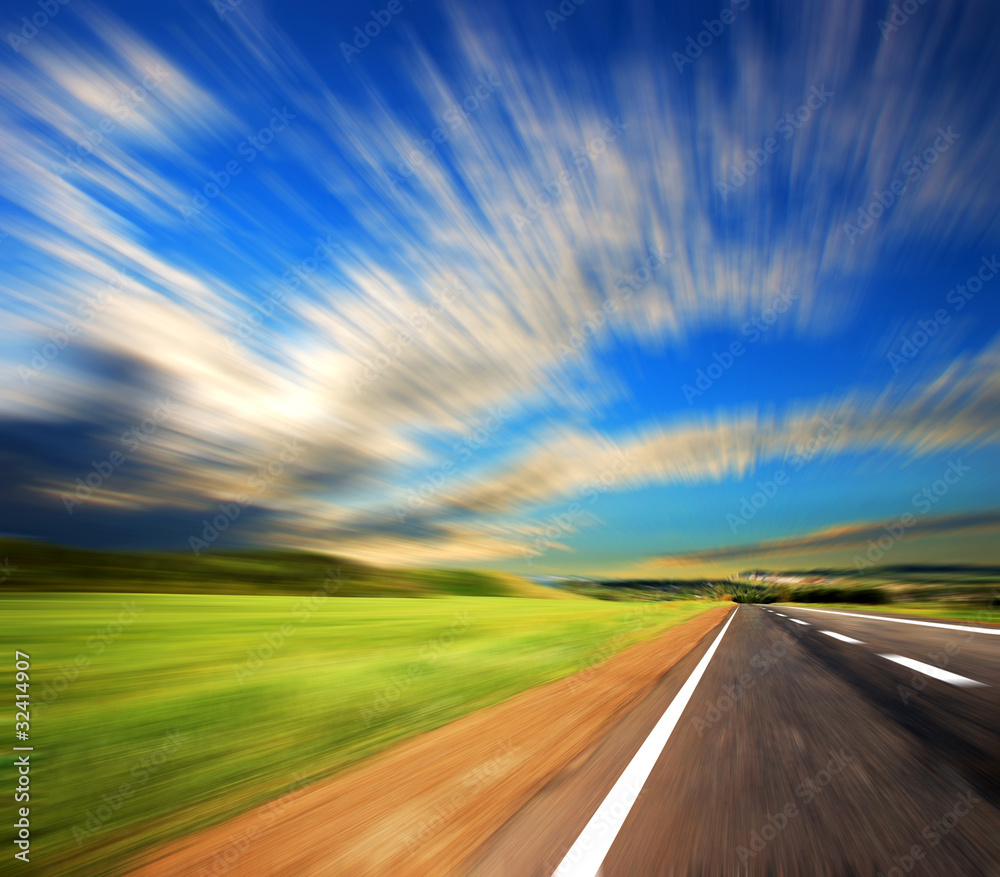 blured road and blured sky blured road and blured sky