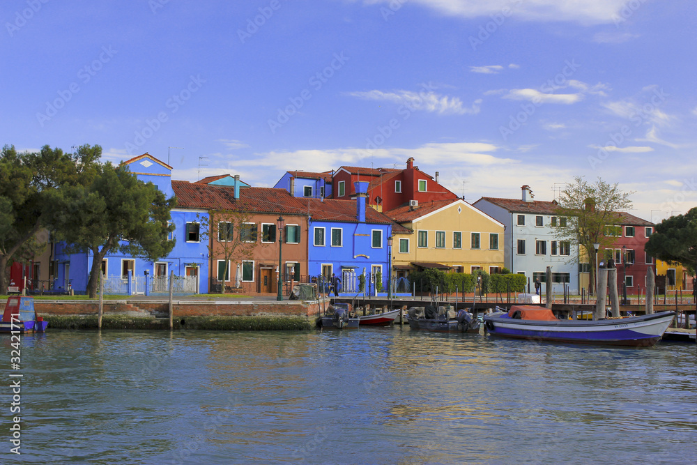 Colored Houses on the street on the island of Burano