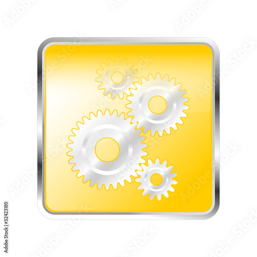 Button Zahnrad orange gelb