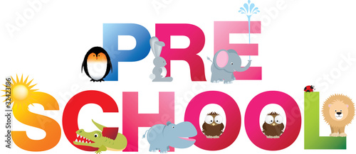 pre school word in fun letters