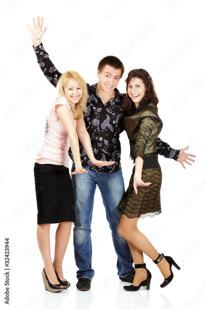 Fototapeta premium students happy group isolated on white