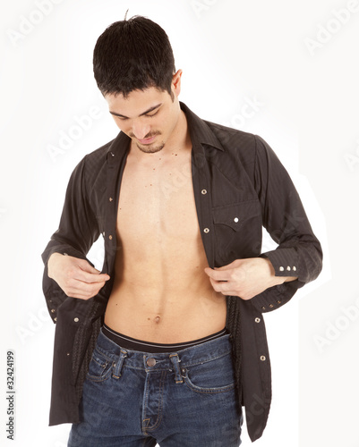 Photography man with shirt open
