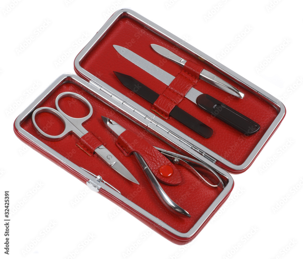 manicure set isolated on white manicure set isolated on white