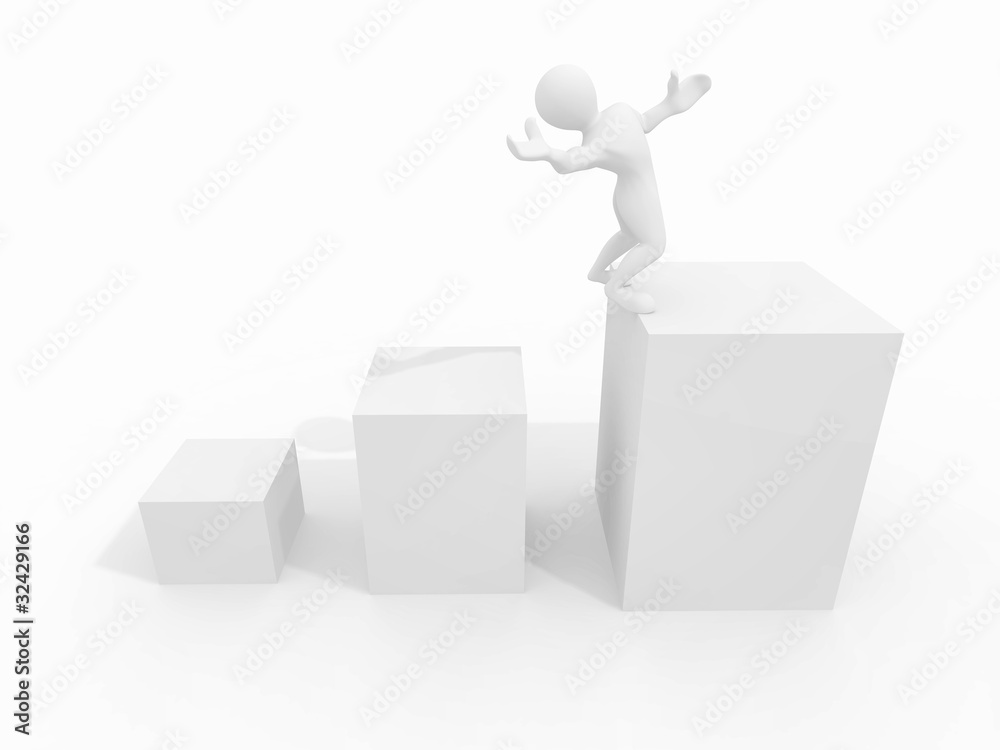 Men on the edge of carreer. Conceptual image. 3d Men on the edge of carreer. Conceptual image. 3d