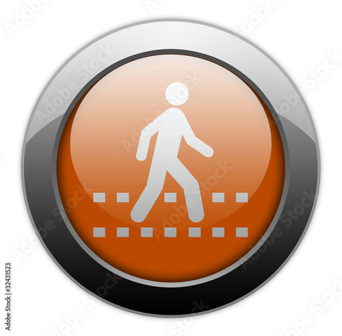 Orange Metallic Orb Button "Pedestrian Crossing"