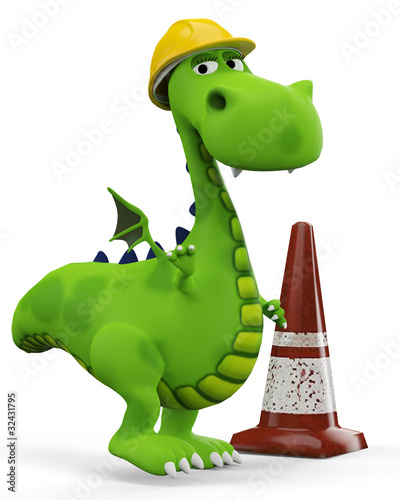 Fototapeta Naklejka Na Ścianę i Meble -  green baby dragon underconstruction