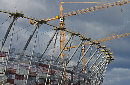 Sports stadium under construction. Warsaw